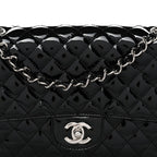 Patent Quilted Secret Label Medium Flap Black