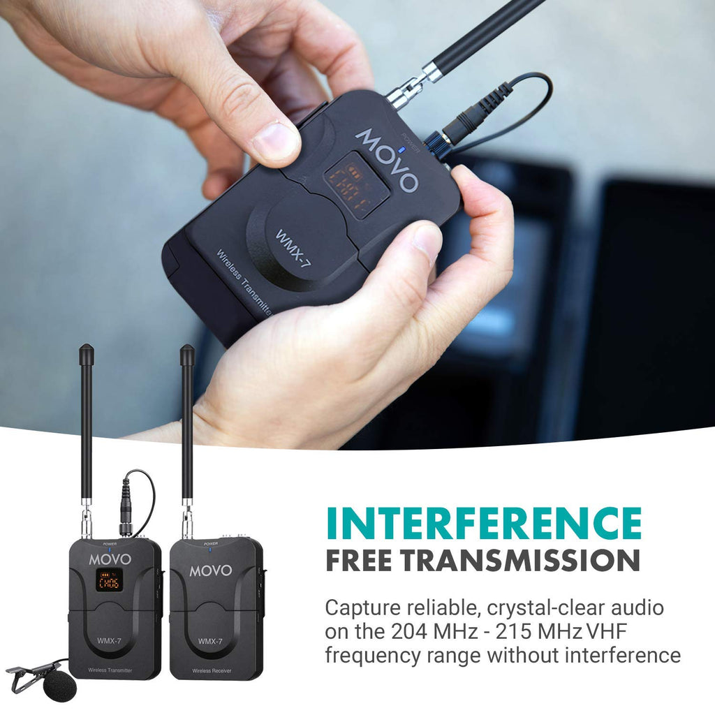 Movo WMX-7 VHF 12-Channel Wireless Lav Mic System
