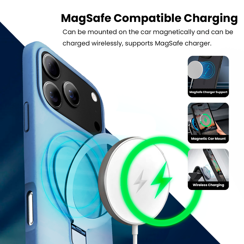 Entronix [Magnetic] Case Compatible with iPhone 17 Pro - Soft-Touch Liquid Silicone Gripstand