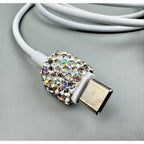 Women's Clear Bling Usb Charger Cable In White