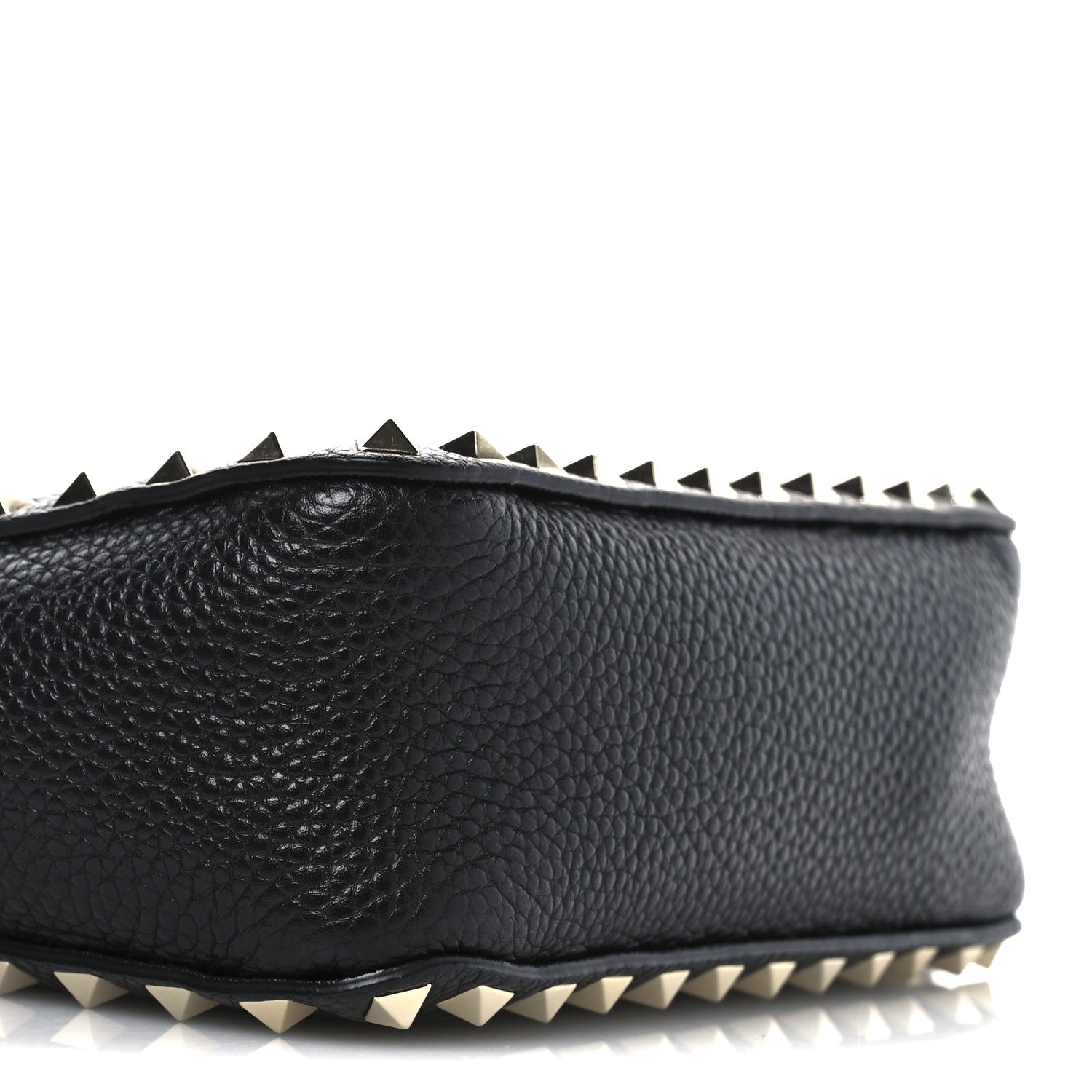 Pebbled Calfskin Mini Rockstud Flip-Lock Messenger Bag Black
