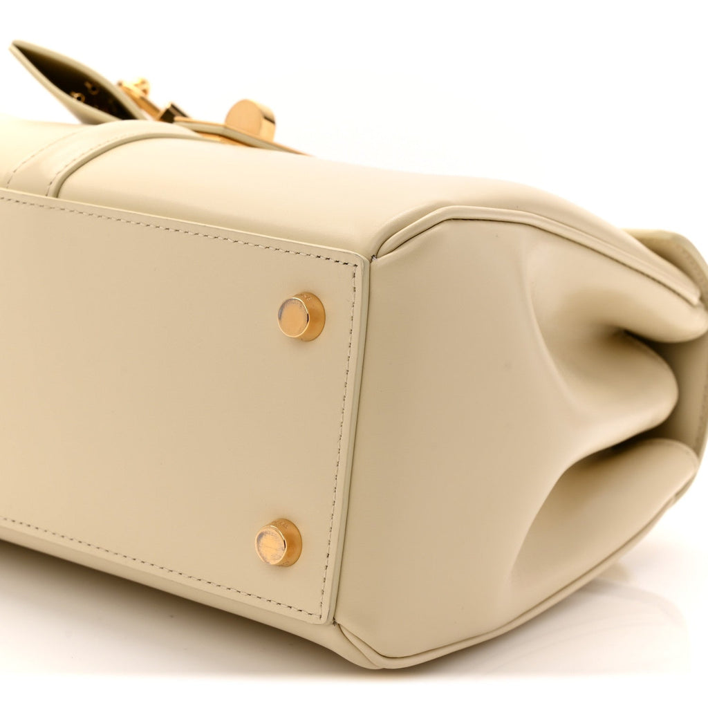 Satinated Calfskin Small 16 Top Handle Bag Beige