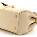Satinated Calfskin Small 16 Top Handle Bag Beige
