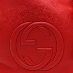 Pebbled Calfskin Large Soho Shoulder Bag Red