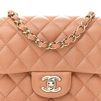Lambskin Quilted Mini Square Flap Brown