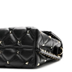 Lambskin VLTN Print Candystud Top Handle Bag Black