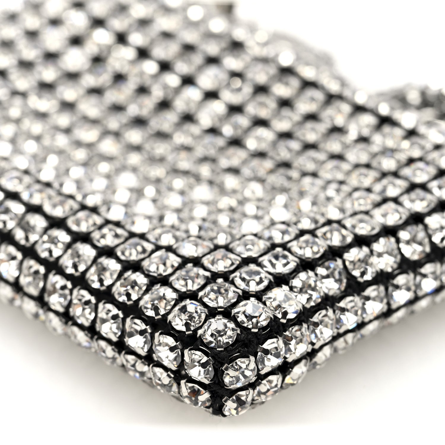 Mesh Crystal Rhinestone Nano Heiress Shoulder Bag Black Silver