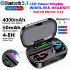 Bluetooth 5.1 Headset TWS Wireless Earphones Mini Earbuds Stereo Headphones IPX7 - TWS 4000mAh IPX7 Earbuds