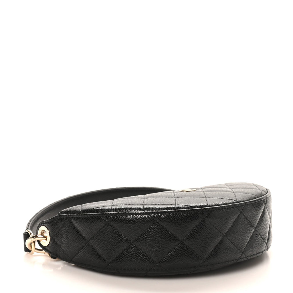 Caviar Quilted Clutch With Chain Black
