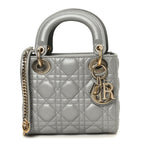 Lambskin Cannage Mini Lady Dior Gray Opaline