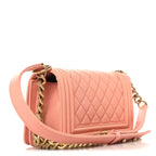 Caviar Quilted Small Boy Flap Light Pink