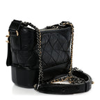 Aged Calfskin Quilted Small Gabrielle Hobo Black