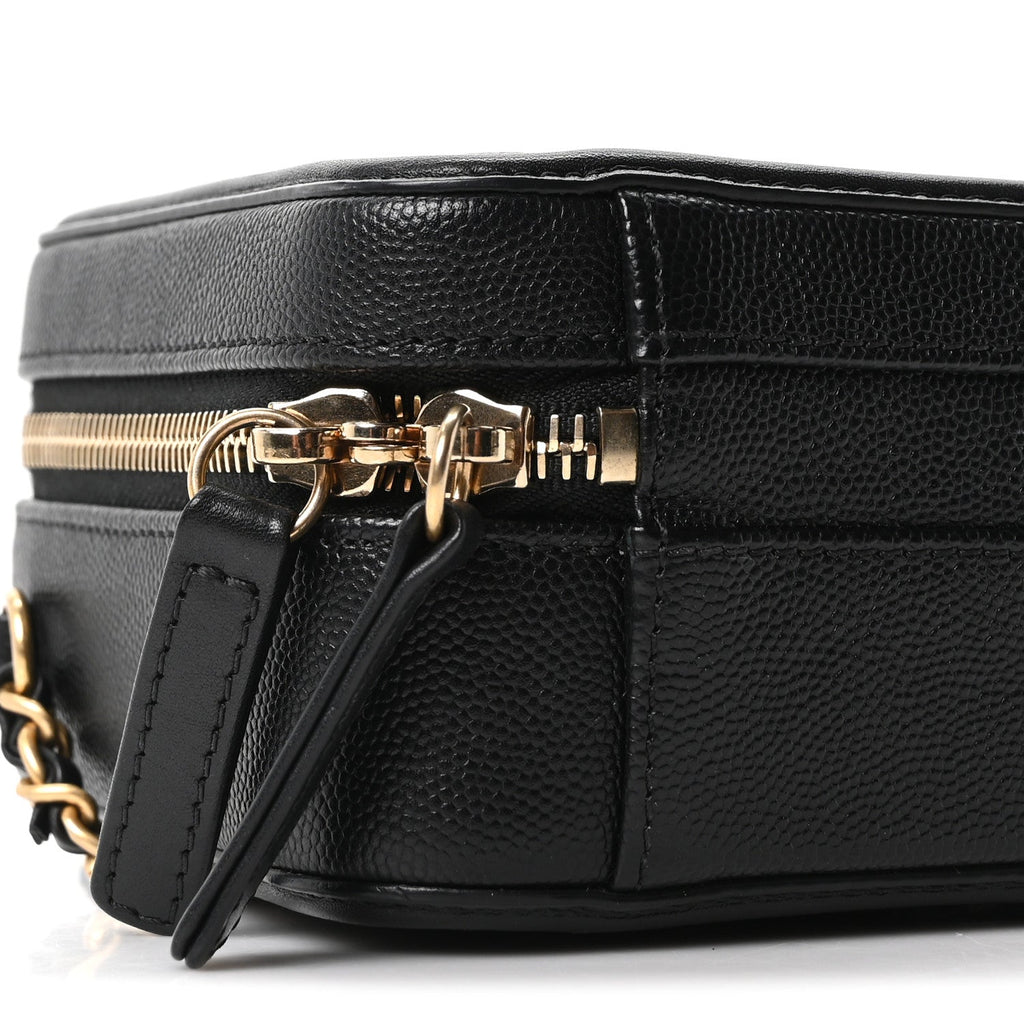 Caviar Quilted Small CC Filigree Vanity Case Black