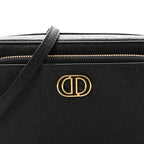 Grained Calfskin Caro Double Pouch Black