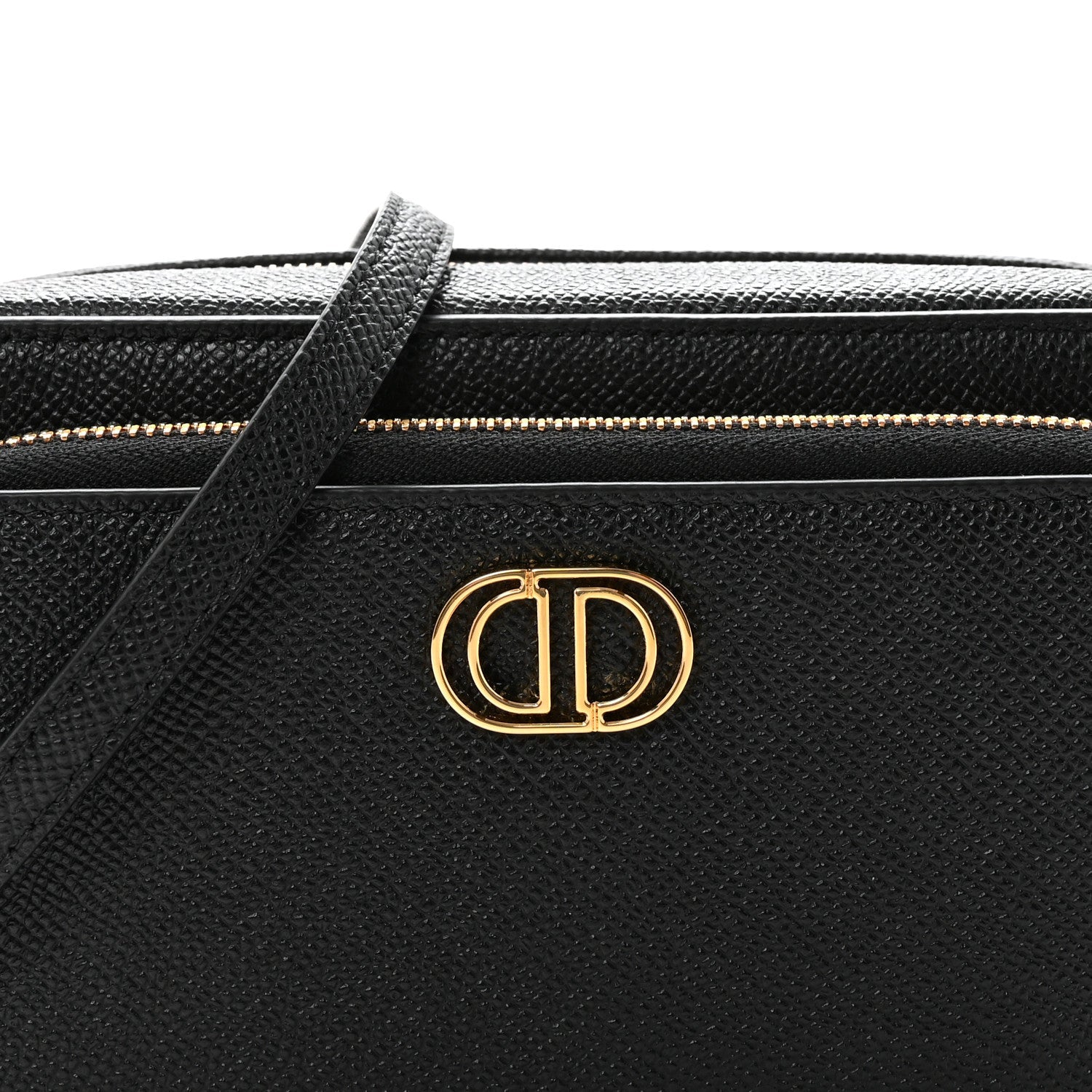 Grained Calfskin Caro Double Pouch Black