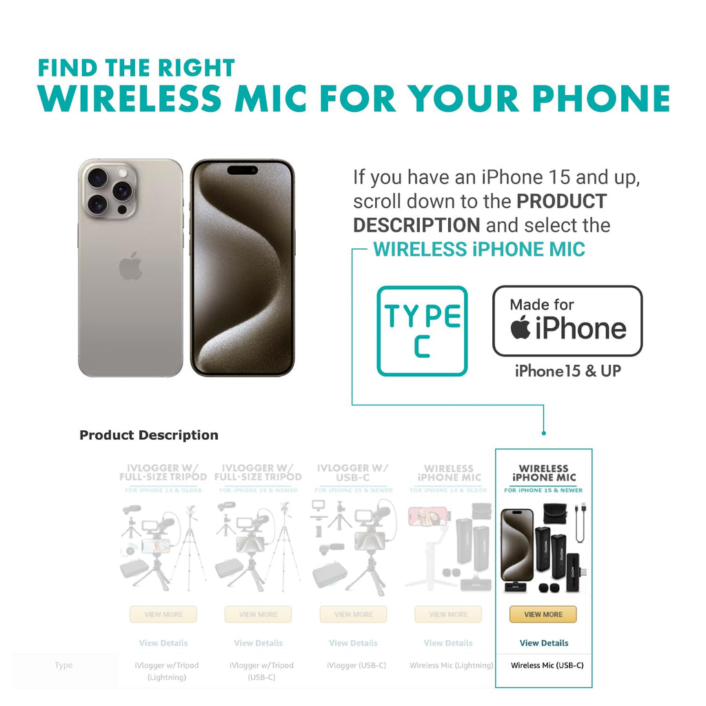 Movo Wireless Mini DI Duo Ultra Compact Wireless Lavalier Microphones for iPhone