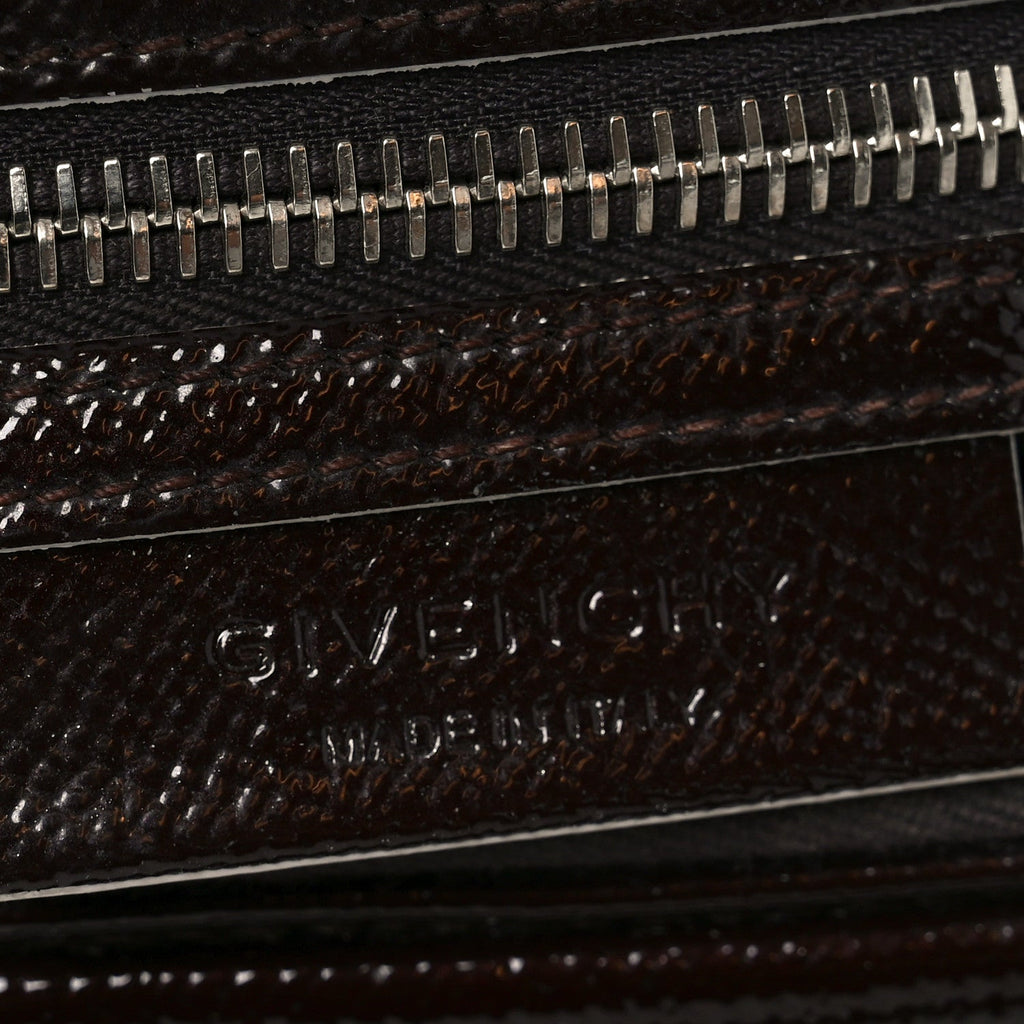 Textured Patent Calfskin Small Tri-Color Antigona Black White Brown