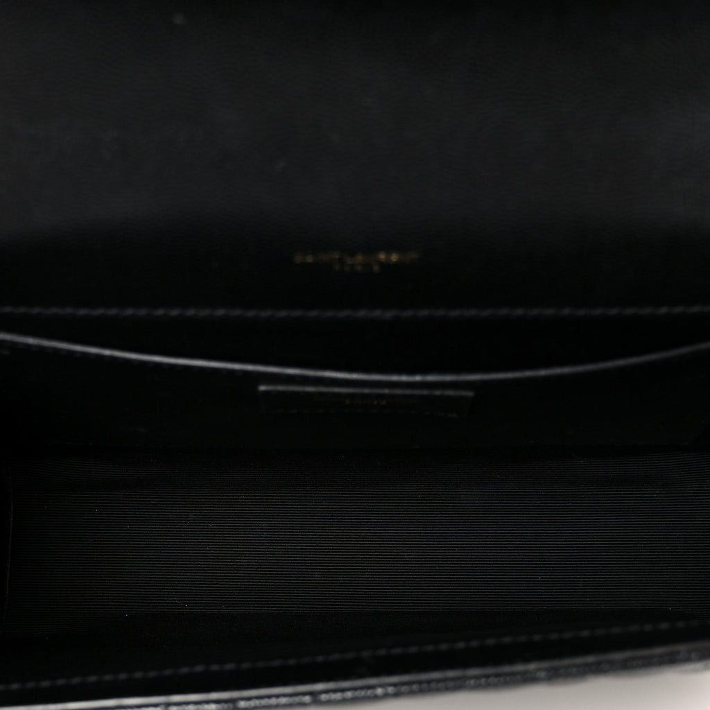 Grain De Poudre Textured Mixed Matelasse Triquilt Medium Monogram Satchel Black