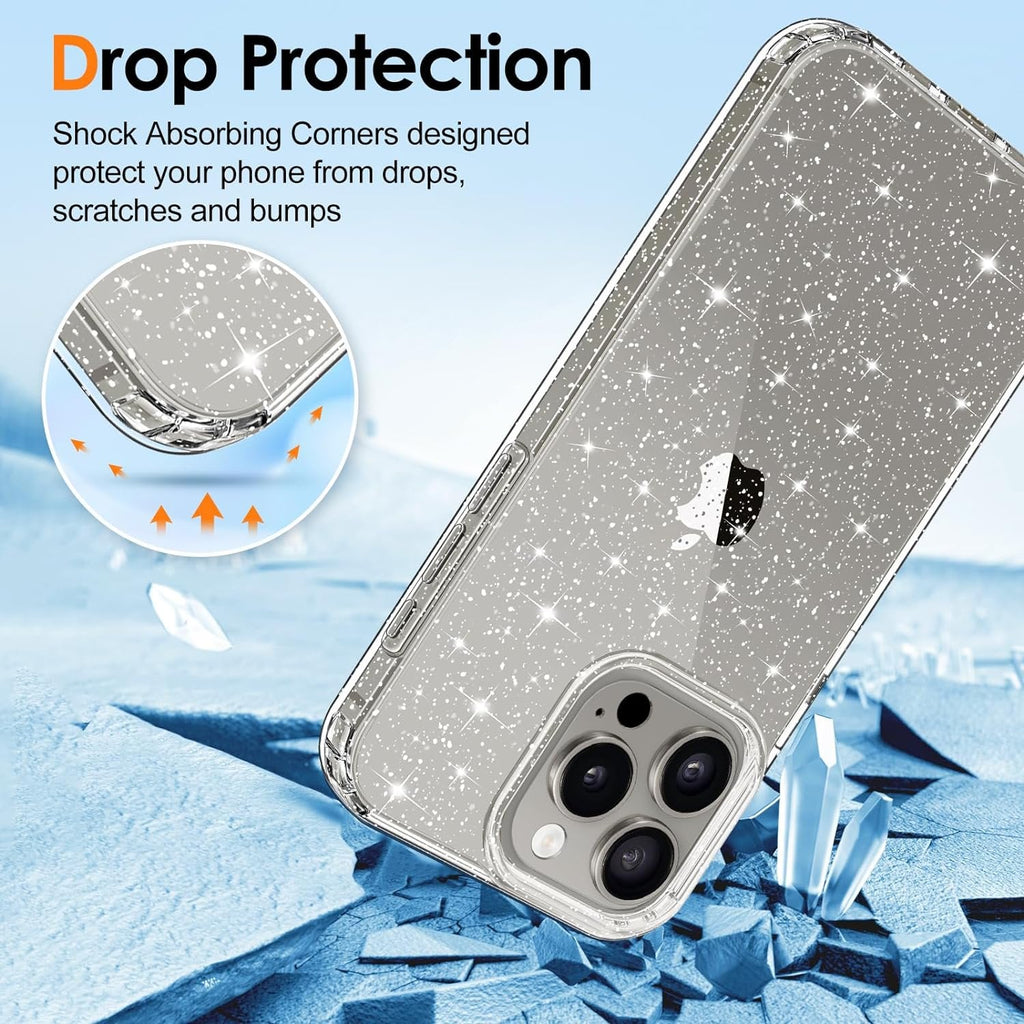 Entronix Case Compatible with iPhone 16 Pro - [Hard Back] Glitter Clear