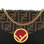 Vitello Cruise F is Fendi Bi-Color FF 1974 Embossed Medium Envelope Wallet On Chain Black Maya