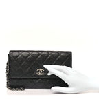 Iridescent Caviar Quilted Classic Pouch Clutch Black