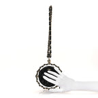 Lambskin Quilted Chain Round Mini Clutch Black