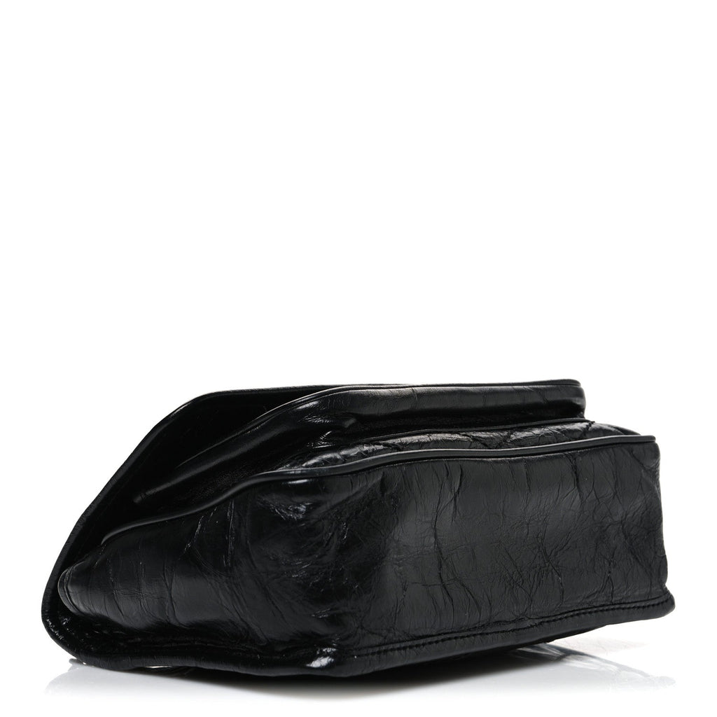 Crinkled Calfskin Matelasse Monogram Baby Niki Chain Satchel Black