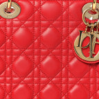 Lambskin Cannage Medium Lady Dior Red