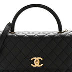 Caviar Quilted Small Coco Handle Flap Black