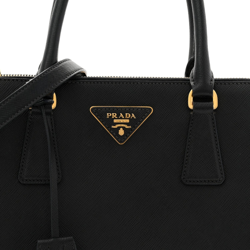 Saffiano Small Galleria Double Zip Tote Black