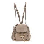 Suede Calfskin Mini Faye Backpack Motty Grey