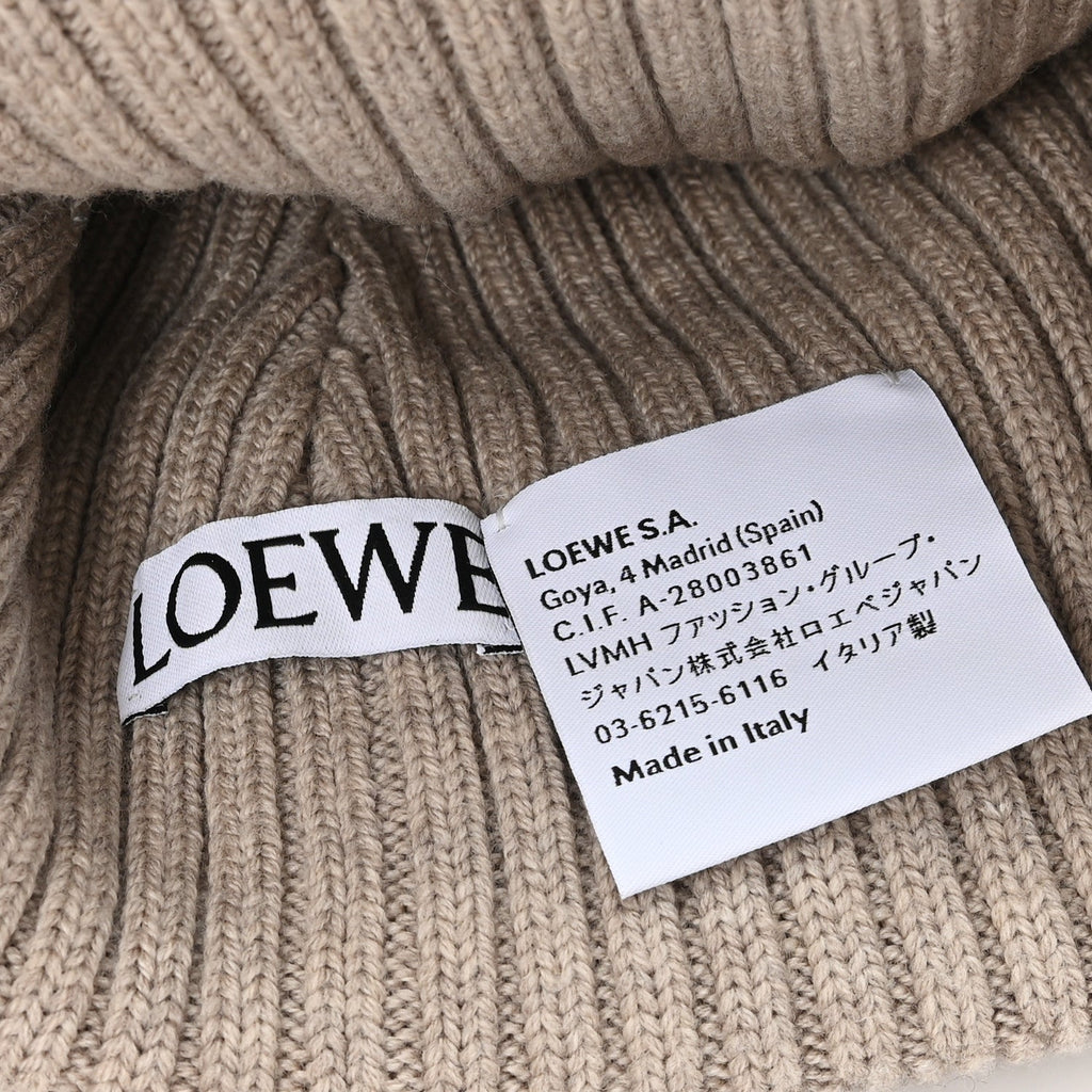 Wool Logo Beanie Dark Beige