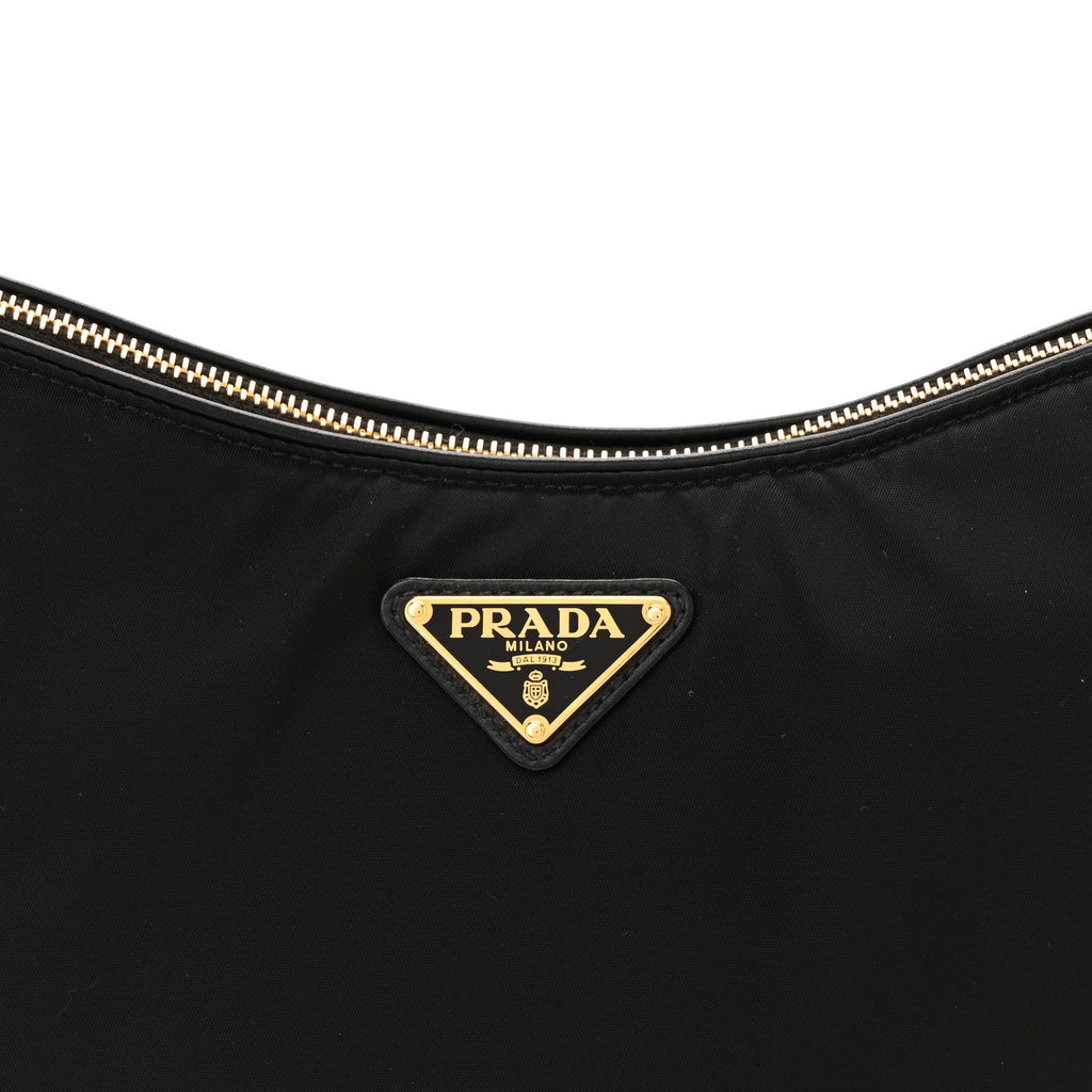 Re-Nylon Vitello Large Aimee Shoulder Bag Black