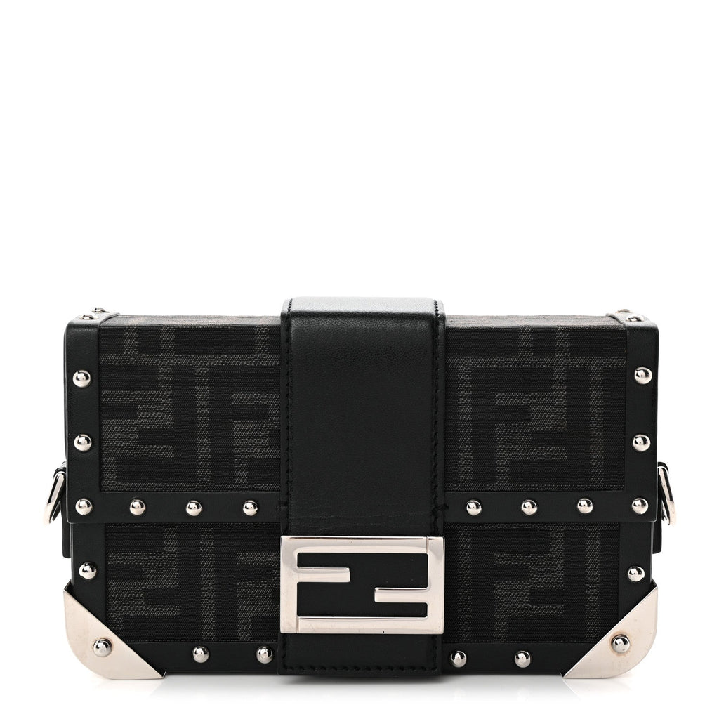 Recycled Fabric Jacquard Vitello Astro FF 1974 Mini Baguette Trunk Asfalto Black