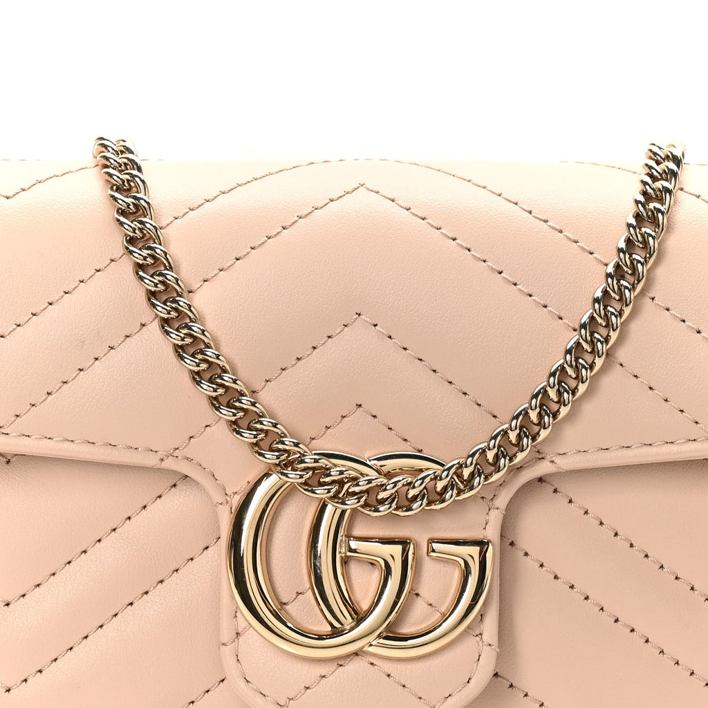 Calfskin Matelasse Super Mini GG Marmont Shoulder Bag Beige