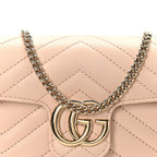 Calfskin Matelasse Super Mini GG Marmont Shoulder Bag Beige