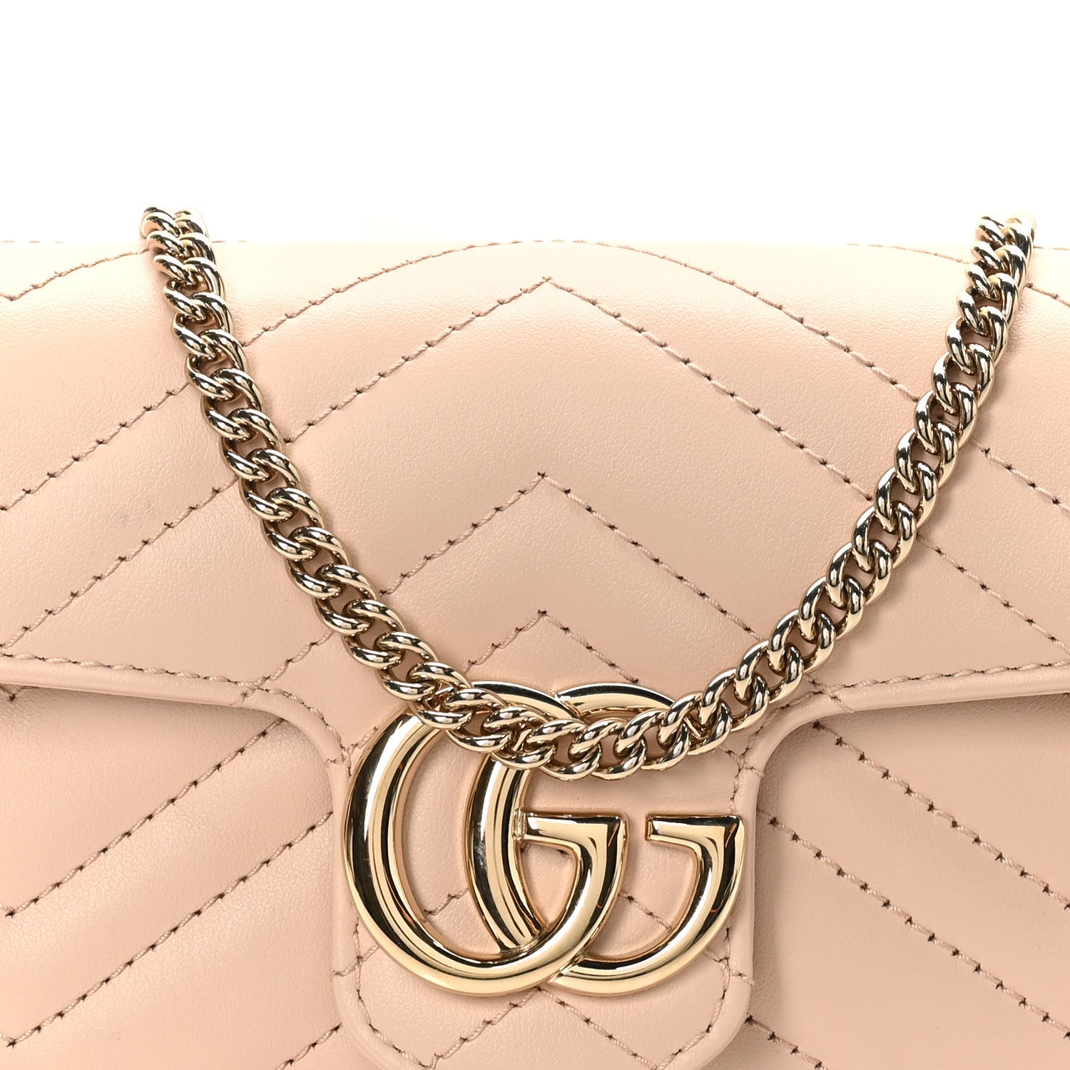 Calfskin Matelasse Super Mini GG Marmont Shoulder Bag Beige