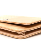 Patent Calfskin Chevron Quilted Wallet On Chain WOC Beige