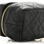Caviar Quilted Mini Top Handle Vanity With Chain Black