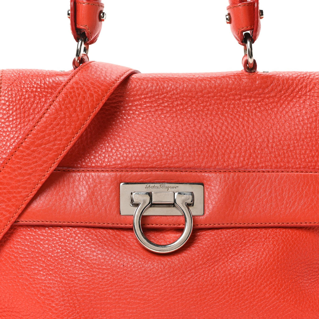 Grained Calfskin Large Sofia Satchel Sunset