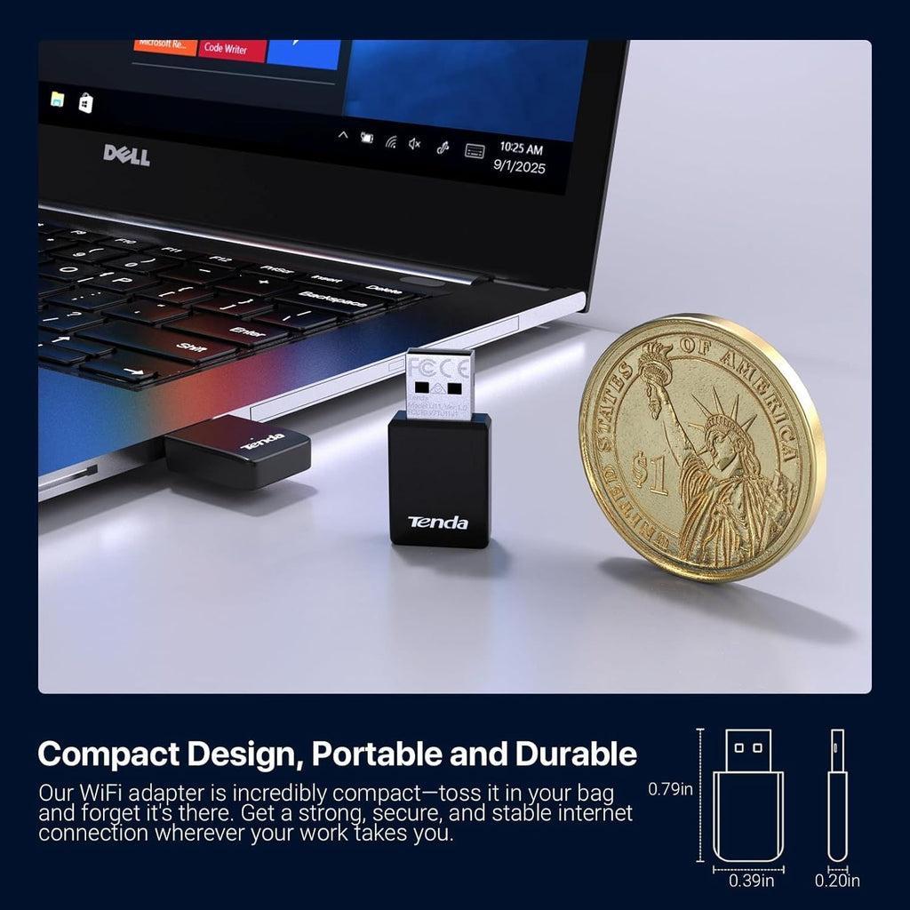 WiFi Adapter for Desktop PC, AX900 USB WiFi Adapter with Dual Band 600Mbps 5GHz/ 286Mbps 2.4GHz, Built-in Driver for Windows 11/10/7, USB WiFi Dongle