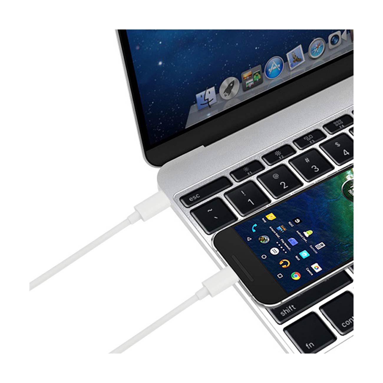 Usb C To Type C Charge & Sync Data Cable 3.3 Ft In White