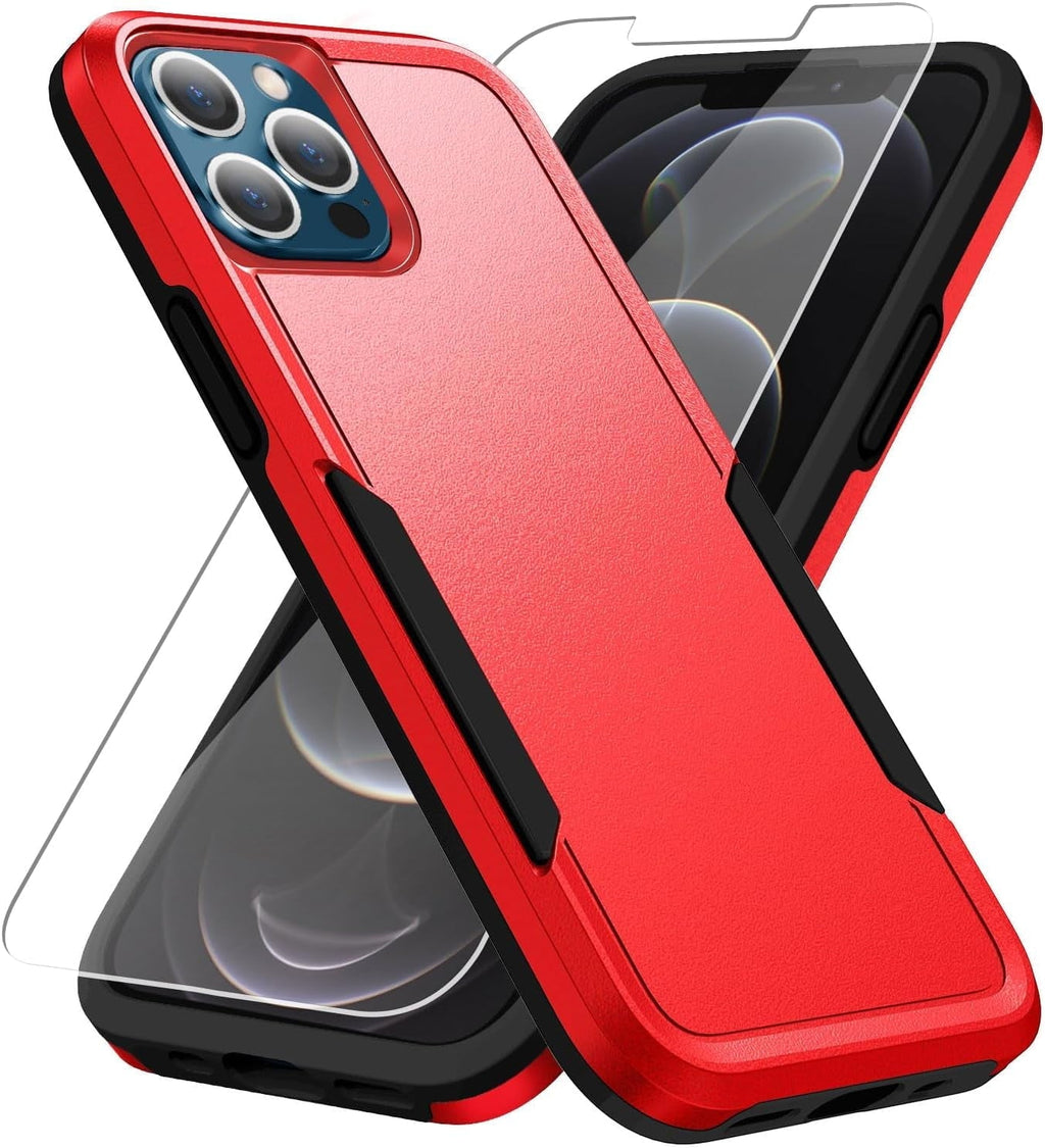 Entronix Bundle Compatible with iPhone 14 Pro - Soft-Touch Dual-Layer Case & 1 Clear Screen Protector