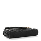 Fabric Quilted Crystal Envelope Small Flap Black