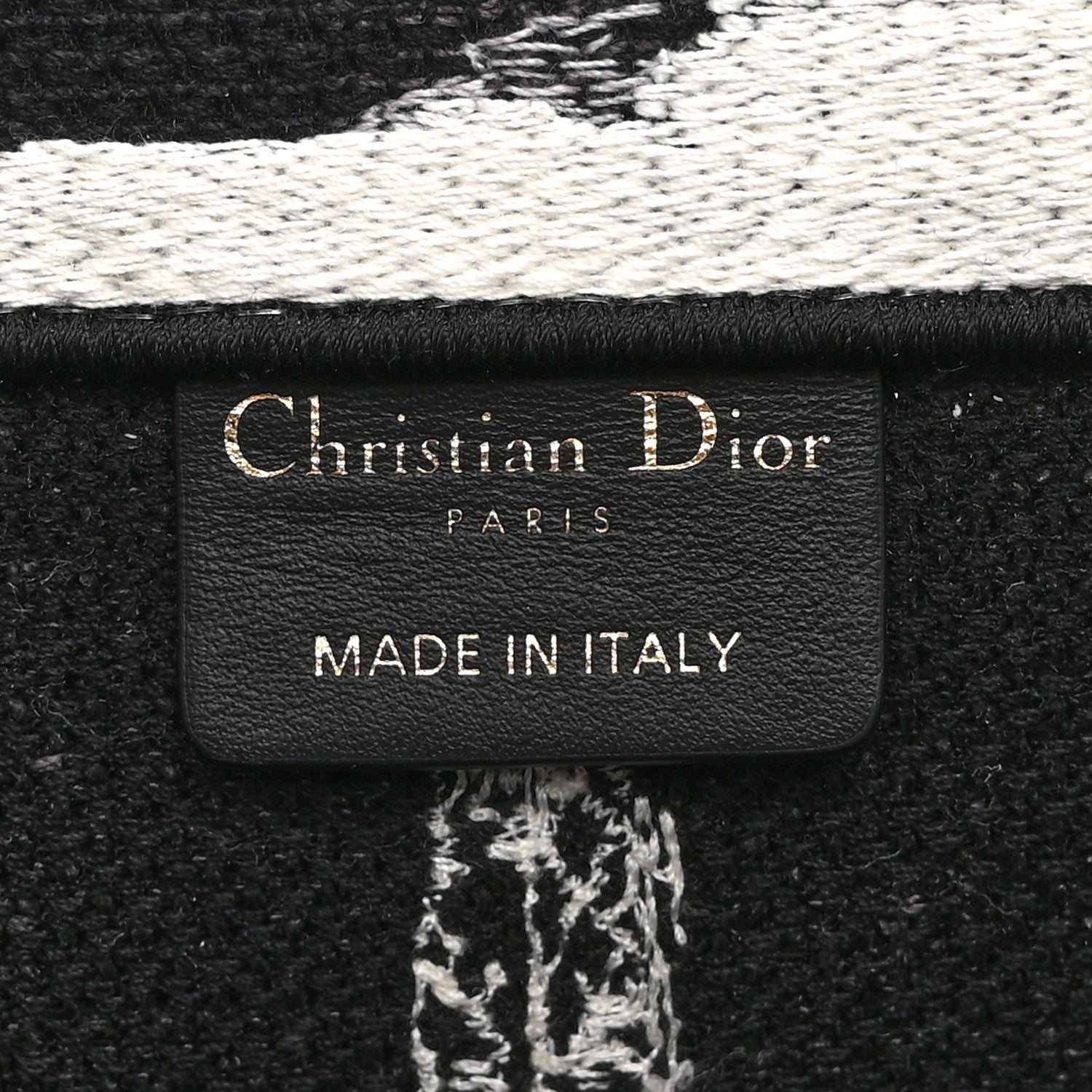 Canvas Embroidered Medium Paris Book Tote Black White