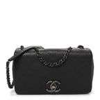 Calfskin Diamond Embossed Medium New Chic Flap Dark Grey