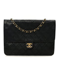 Lambskin Quilted Medium Single Flap Black