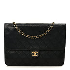 Lambskin Quilted Medium Single Flap Black