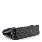 Patent Quilted Jumbo Double Flap Dark Blue