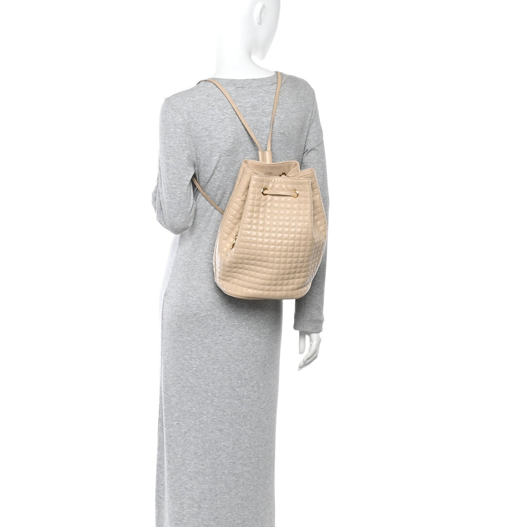 Calfskin Quilted Small C Backpack Nude